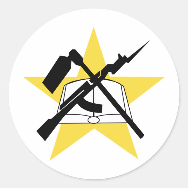 Pegatina Redonda Ensignia de bandera de Mozambique (Anverso)