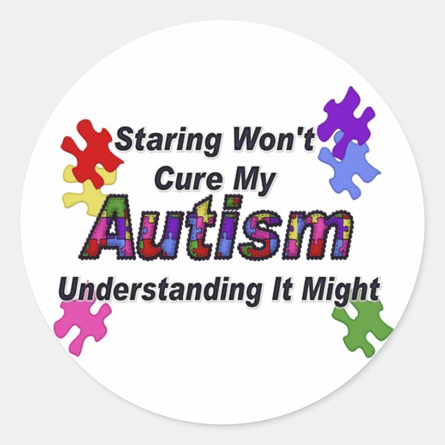 Pegatina Redonda Entendimiento del autismo (Anverso)