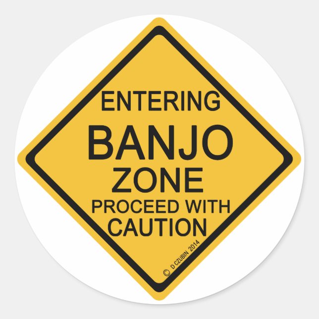 Pegatina Redonda Entrando en la zona de banjo (Anverso)