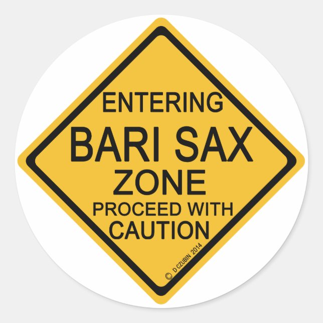 Pegatina Redonda Entrando en la zona de saxo de Bari (Anverso)