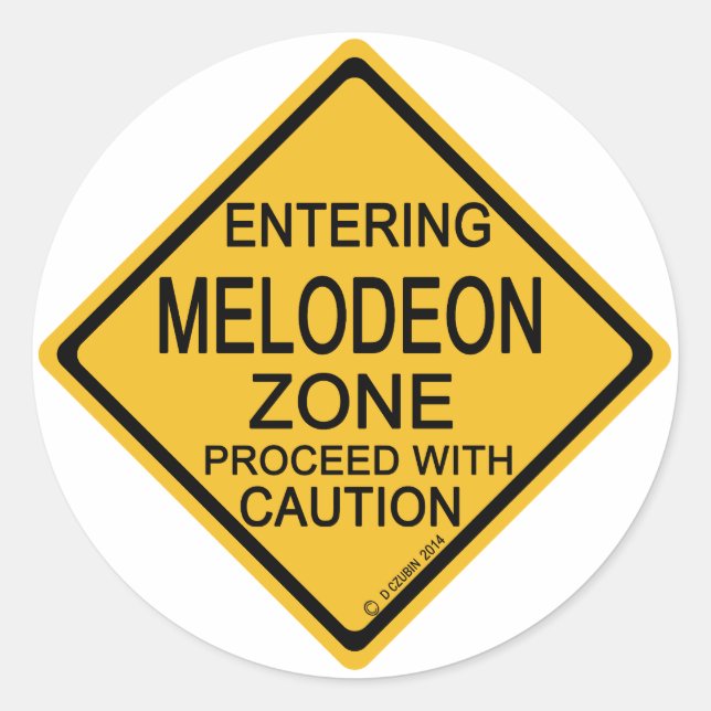 Pegatina Redonda Entrando en una zona de melodeón (Anverso)