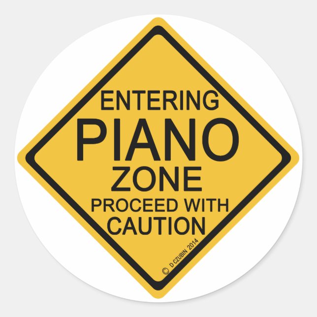Pegatina Redonda Entrando en zona de piano (Anverso)