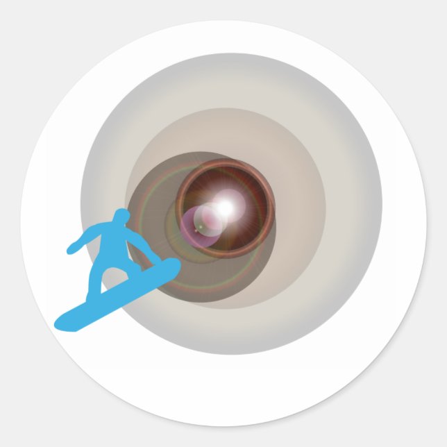 Pegatina Redonda entrar en snowboard (Anverso)