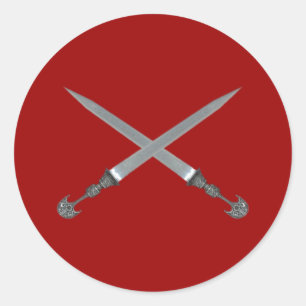 Pegatina Redonda entrecruzado espadas crossed swords