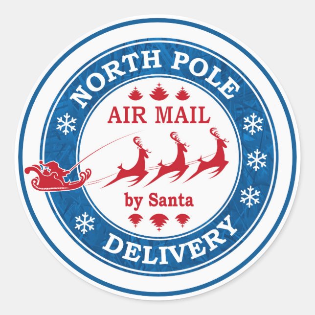 Pegatina Redonda Entrega de correo de North Pole Santa Air (Anverso)