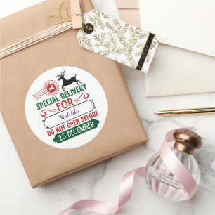 Pegatina Redonda Entrega de Navidades especiales personalizada