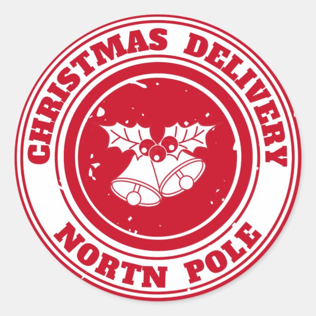 Pegatina Redonda Entrega de navidades Polo Norte (Anverso)