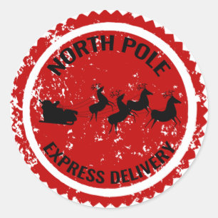 Pegatina Redonda Entrega de North Pole Express