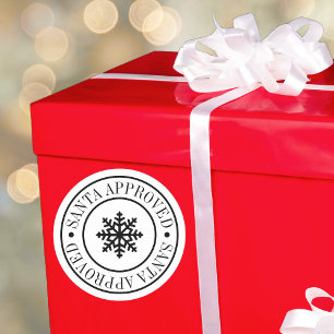 Pegatina Redonda Entrega de regalo aprobada por Santa navidad