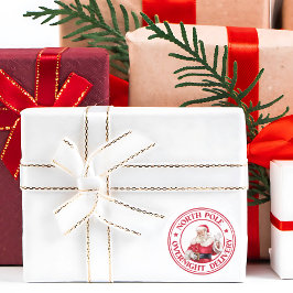 Pegatina Redonda Entrega del Polo Norte de Santa