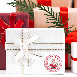 Pegatina Redonda Entrega del Polo Norte de Santa