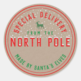 Pegatina Redonda Entrega Especial De Kraft Desde El Polo Norte