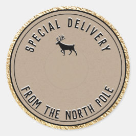 Pegatina Redonda Entrega Especial De Kraft Desde El Polo Norte Cl D
