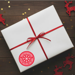Pegatina Redonda Entrega especial de los Navidades del Polo Norte