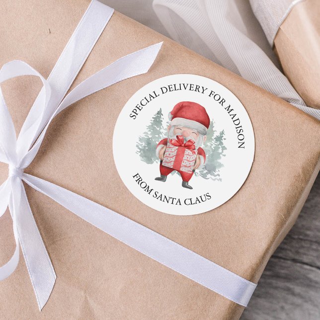 Pegatina Redonda Entrega especial de Navidades de Santa Kids (Subido por el creador)