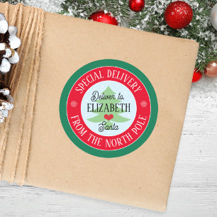 Pegatina Redonda Entrega especial de personalizados de Navidades de