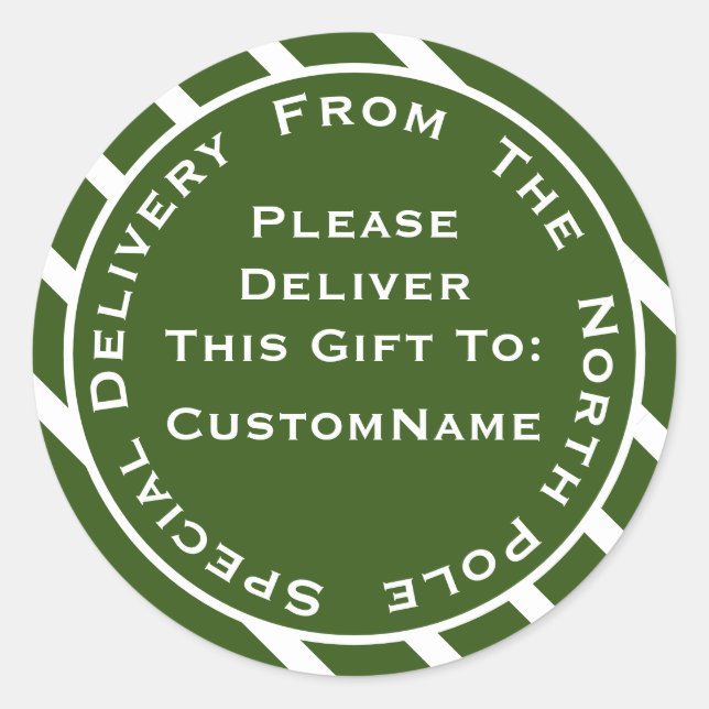 Pegatina Redonda Entrega especial de regalo de Navidades del Polo N (Anverso)