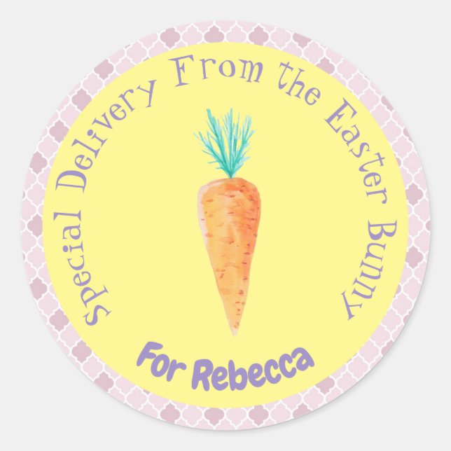 Pegatina Redonda Entrega especial del conejo de Pascua (Anverso)