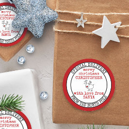 Pegatina Redonda Entrega especial del Personalizado Santa del Polo 