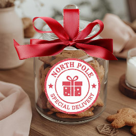 Pegatina Redonda Entrega especial del Polo Norte Regalo de Navidad 