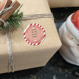 Pegatina Redonda Entrega especial del Polo Norte rojo y blanco