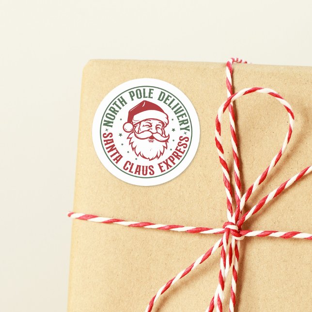 Pegatina Redonda Entrega especial del Polo Norte Santa Claus (Subido por el creador)
