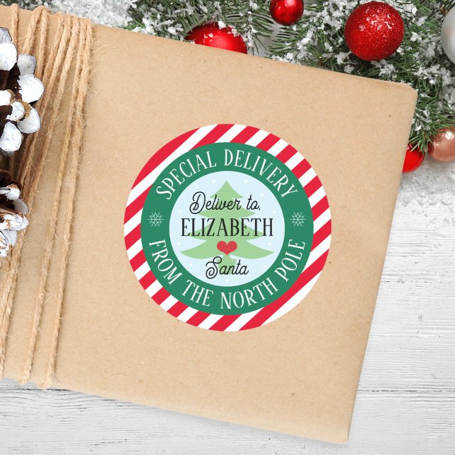 Pegatina Redonda Entrega especial del sticker navideño de Santa Kid (Subido por el creador)