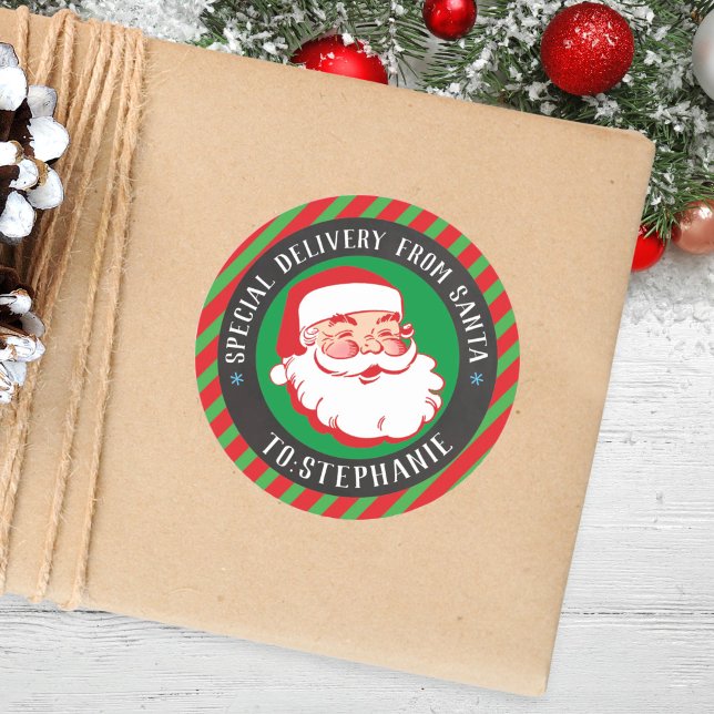 Pegatina Redonda Entrega especial para niños de Navidades de Santa  (Subido por el creador)