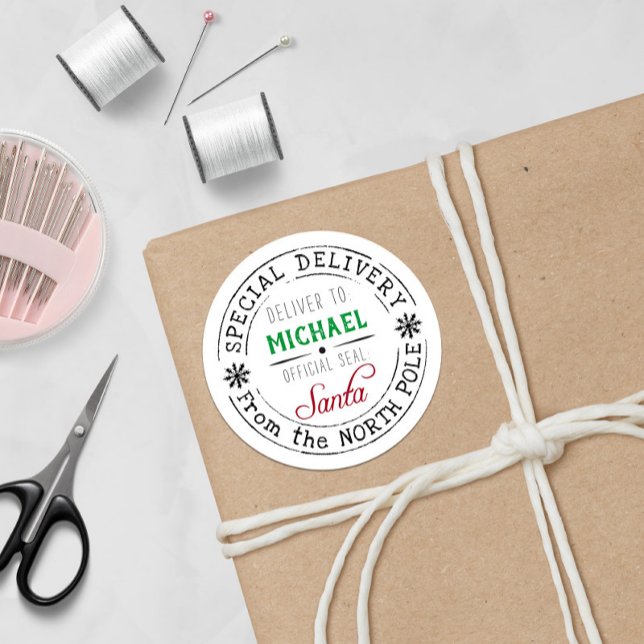 Pegatina Redonda Entrega especial personalizada Polo Norte Santa  (Subido por el creador)