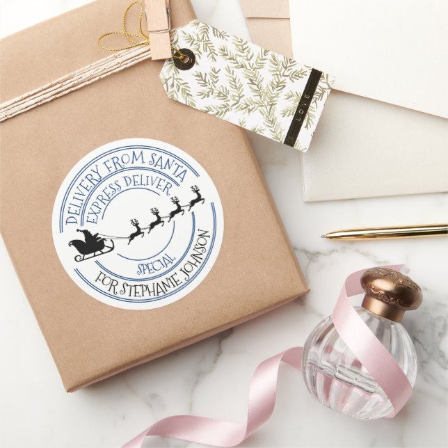 Pegatina Redonda Entrega especial regalo de Santa Navidades (Regalar)