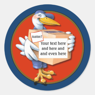 Pegatina Redonda Entrega postal con sonrisa