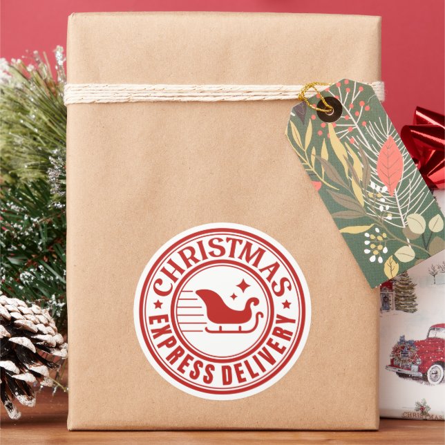 Pegatina Redonda Entrega rápida de navidades (Vacaciones)