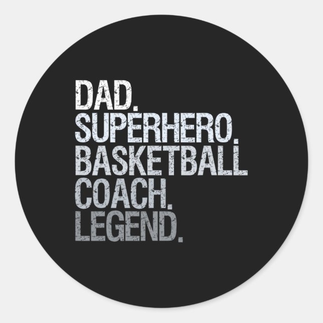 Pegatina Redonda Entrenador de básquet papá 1 (Anverso)