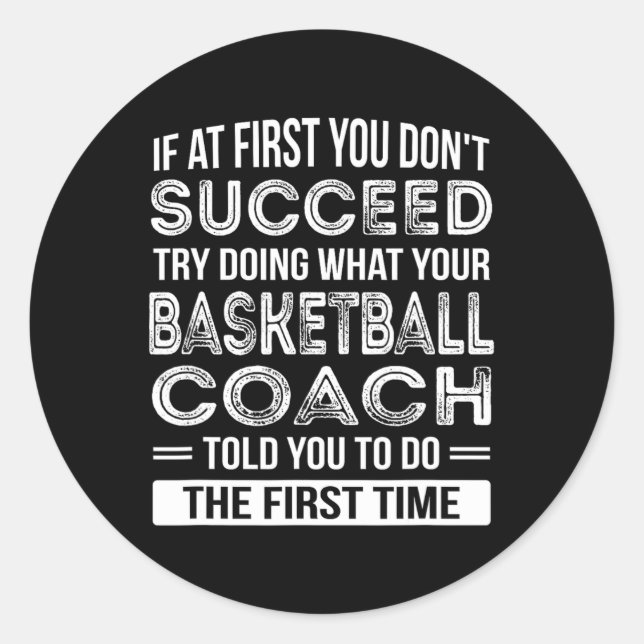 Pegatina Redonda Entrenador de básquetbol regalo Diversión gracias  (Anverso)