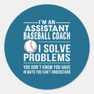 Pegatina Redonda Entrenador de béisbol resuelve problema