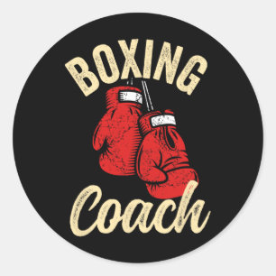 Pegatina Redonda Entrenador de boxeo genial guantes rojos kickboxin