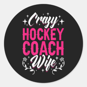Pegatina Redonda Entrenador de campo de hockey sobre hielo esposa e