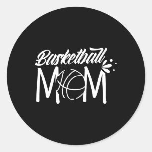 Pegatina Redonda Entrenador de equipo de básquetbol mamá, jugadora,