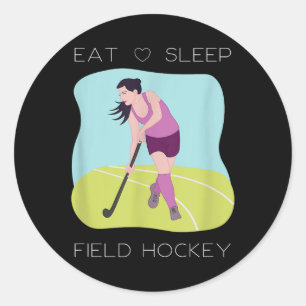 Pegatina Redonda Entrenador de equipo de chicas de hockey sobre hie