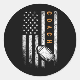 Pegatina Redonda Entrenador de fútbol americano Bandera de Estados