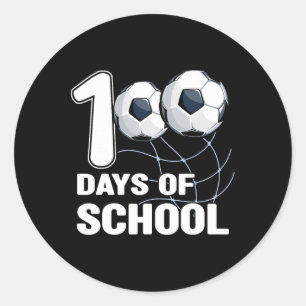 Pegatina Redonda Entrenador de fútbol de 100 días de escuela Soc St