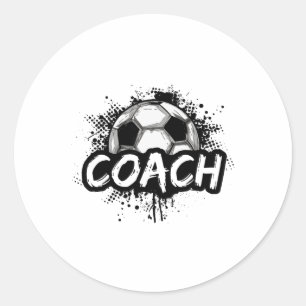 Pegatina Redonda Entrenador de fútbol para hombres y mujeres camise