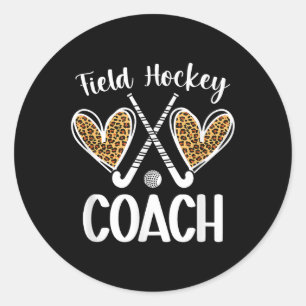 Pegatina Redonda Entrenador de Hockey sobre Césped Corazones Entren