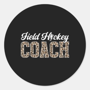 Pegatina Redonda Entrenador de Hockey sobre Césped Leopardo Entrena