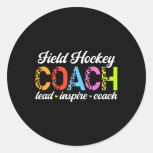 Pegatina Redonda Entrenador de Hockey sobre Césped Lidera Inspirar 