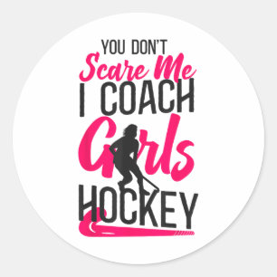 Pegatina Redonda Entrenador de Hockey sobre Césped No Me Asustas En