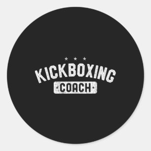 Pegatina Redonda Entrenador de Kickboxing Kickboxing Vintage