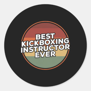 Pegatina Redonda Entrenador de kickboxing vintage mejor instructor