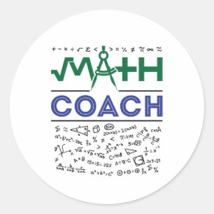 Pegatina Redonda Entrenador de matemáticas profesor de matemáticas