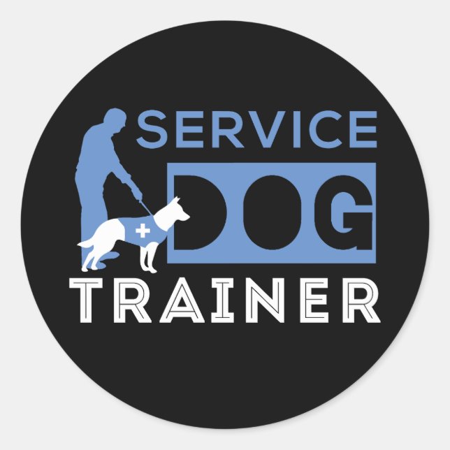 Pegatina Redonda Entrenador de perros de servicio (Anverso)